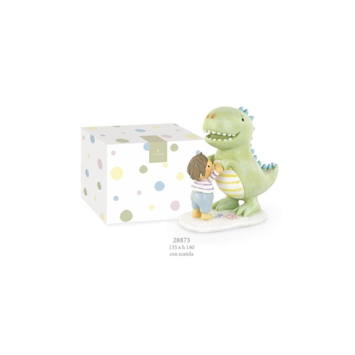 DINOSAURO VERDE CON BAMBINO 13.5XH14 CON SCATOLA